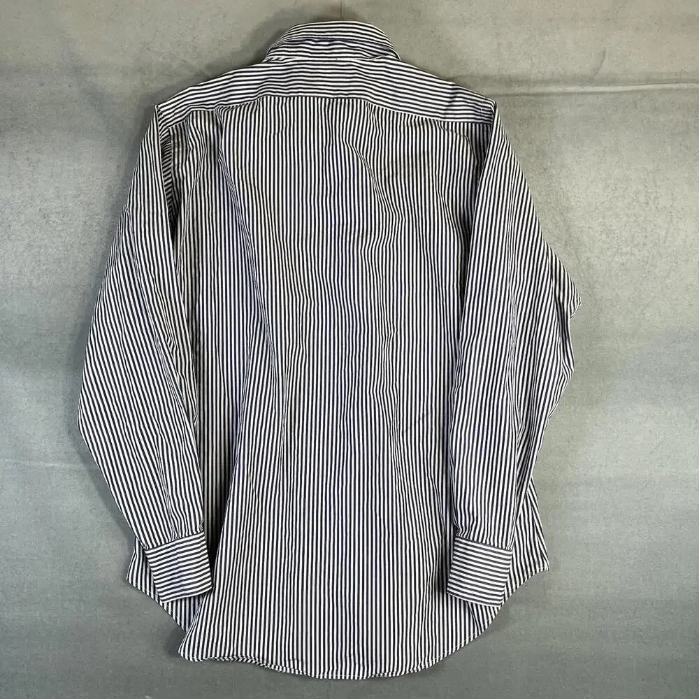 Vintage Polo Ralph Lauren Dress Shirt Mens 15.5-34 Blue White Striped Button 90s